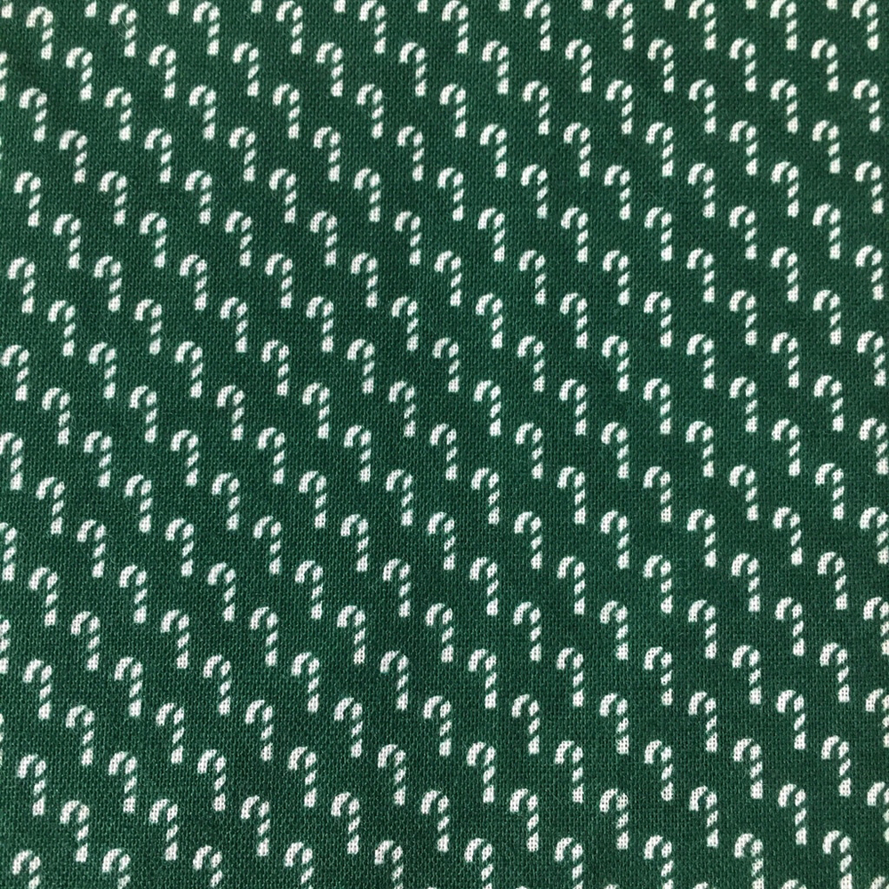 Vintage Cranston VIP Christmas Fabric Green Candy Canes Remnant